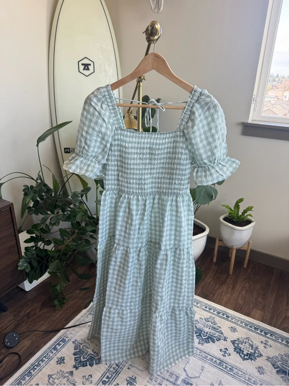 worn once gingham midi dress - Picture 1 of 4